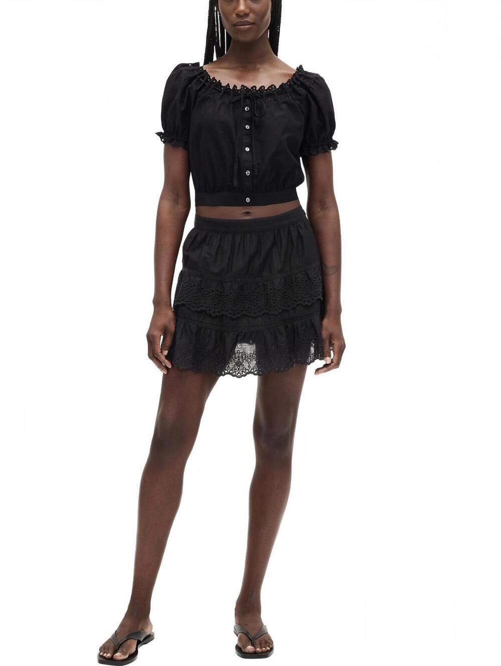 Gap Eyelet Ruffle Mini Skort NWT True Black Size Medium